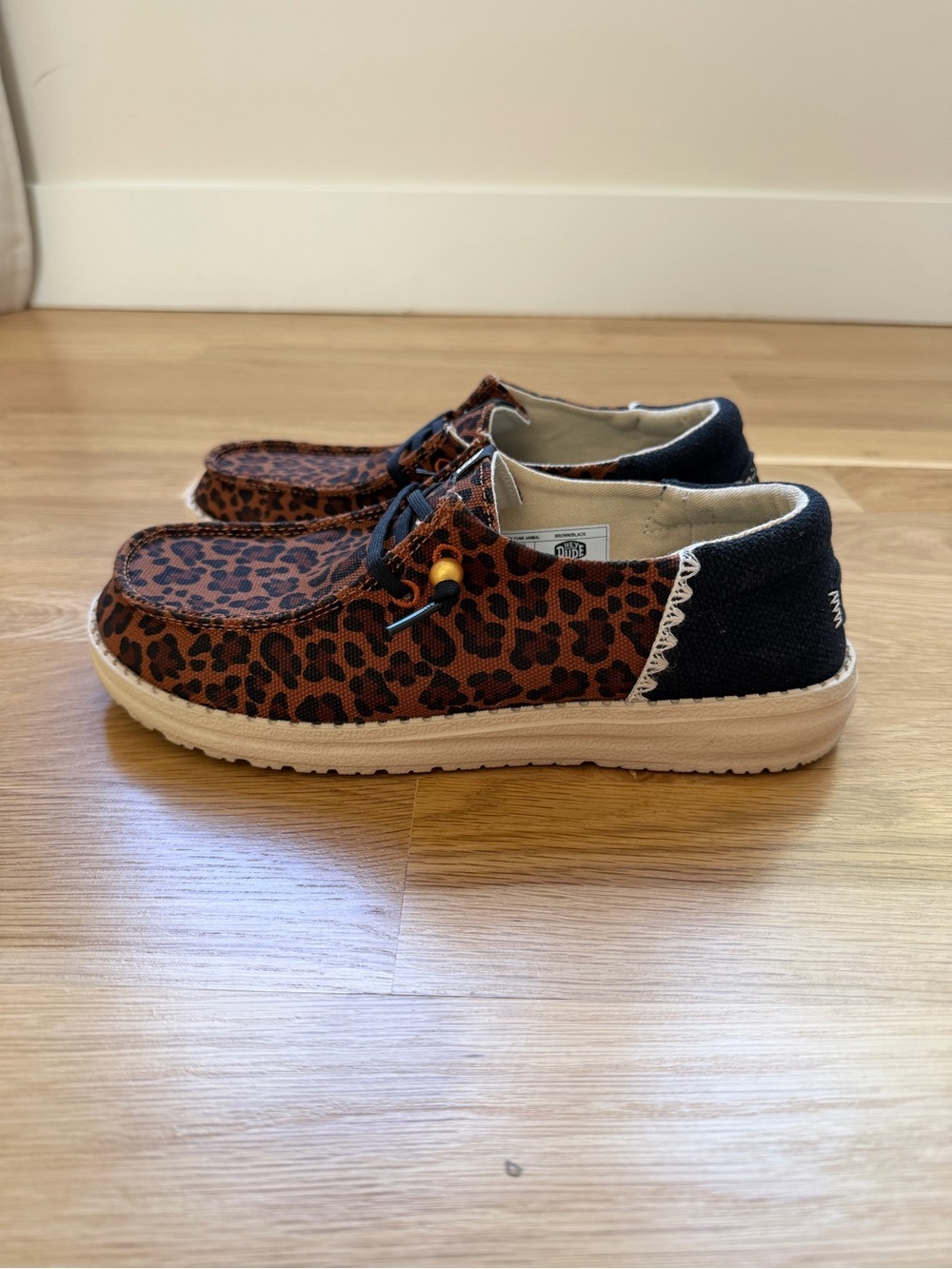 Hey Dude Woman’s Leopard Print Slip-Ons in Brown and Black - Picture 3 of 11